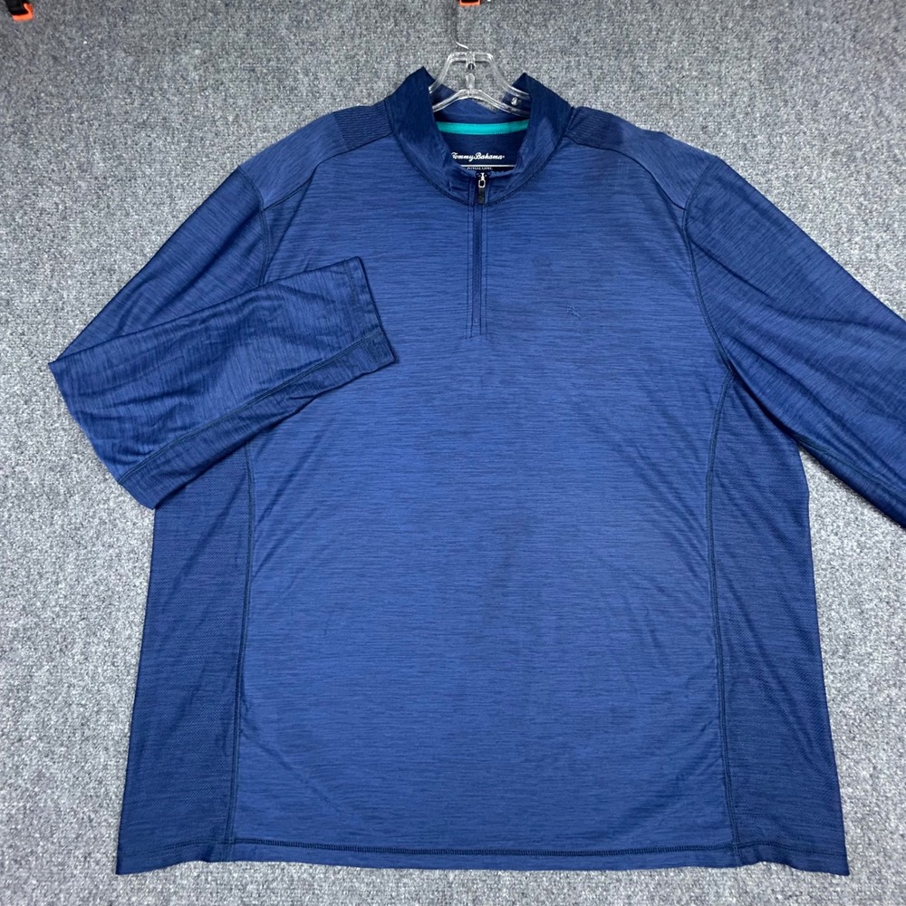 Tommy Bahama 1/4 Zip Pullover Mens XXXL Blue IslandZone Space Dye Recycled‎ Mesh